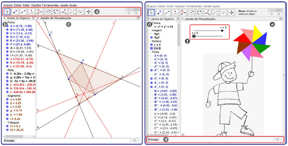 Figura 1: À esquerda, a tela final da primeira parte da 1ª Oficina. À direita, a tela final da 2ª Oficina.