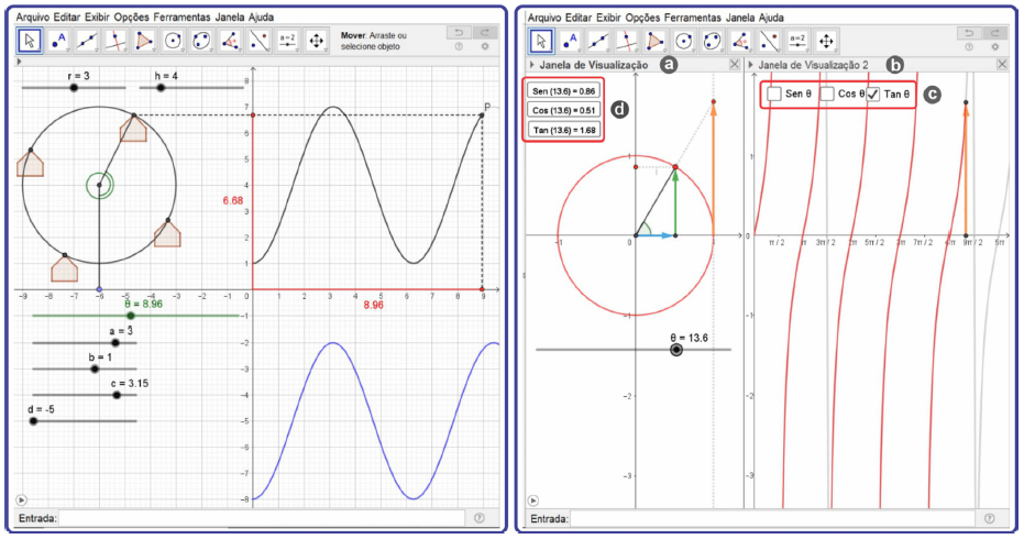 Figura 2: À esquerda, a tela final da 3ª Oficina. À direita, a tela final da 4ª Oficina.