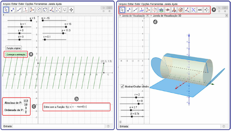 Figura 3: À esquerda, a tela final da 5ª Oficina. À direita, a tela final da 6ª Oficina.