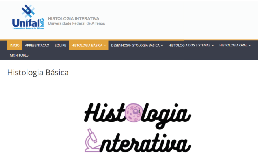 Figura. 1: Pgina inicial do atlas virtual com os tpicos.