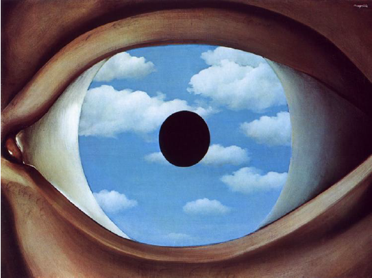Le faux miroir (El espejo falso, Ren Magritte, 1928). “Buscar un espejo, una imagen, un ojo. Encontrarte en el reflejo e ignorar quin eres” (Bosch, 2005)