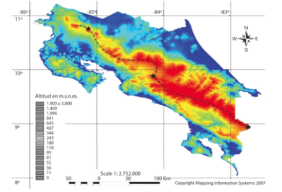 Conectividad de las &aacute;reas de estudio, en cuanto a la altitud.