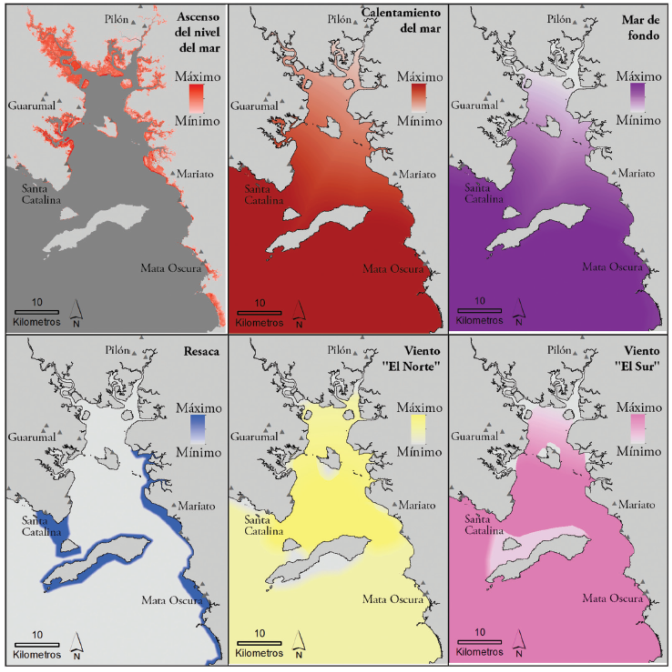Peligros de variabilidad y cambio clim&aacute;tico m&aacute;s relevantes para las actividades de pesca y turismo