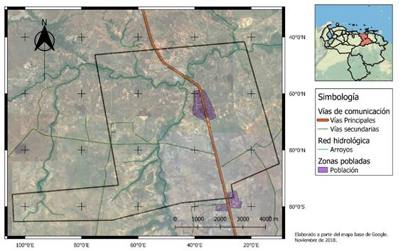 Geolocalización de la comunidad indígena de Kashaama en el estado Anzoátegui, Venezuela. Fuente: elaboración propia.