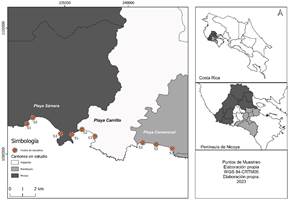 �rea de estudio y puntos de muestreo