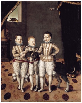 Jan Kraeck, Los pr&iacute;ncipes Felipe Manuel, V&iacute;ctor Amadeo y Manuel Filiberto de Saboya, h. 1592-1595