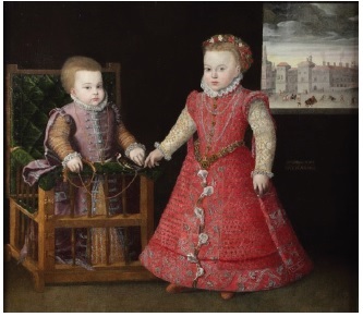 Alonso S&aacute;nchez Coello, Las infantas Isabel Clara Eugenia y Catalina Micaela, h. 1568