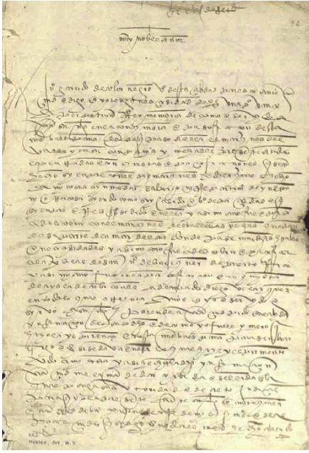 «Introducción de la Probanza de Juan Garrido del 27 de septiembre de 1538», Archivo General de Indias, Sevilla, México 204, fol. 1. Facsímil de esta primera página y transcripción en Alegría, 1990, p. 6