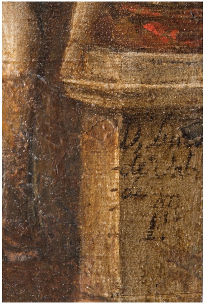 Detalle de la firma de Lucas Valdés