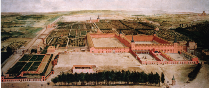 Atribuido a Jusepe Leonardo. Vista del Palacio del Buen Retiro de Madrid, h. 1633-1637 (Patrimonio Nacional)