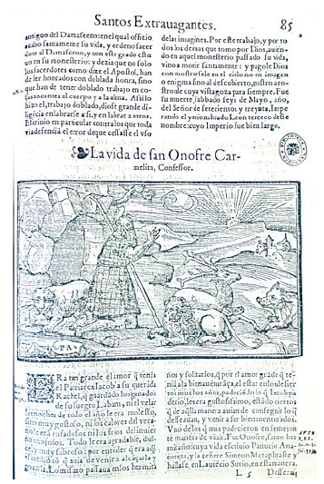 Pedro Ángel, San Onofre, en Alonso de Villegas, Flos sanctorum, 1588