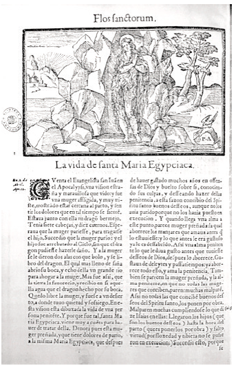 Pedro Ángel, Santa María Egipcíaca, en Alonso de Villegas, Flos sanctorum, 1588