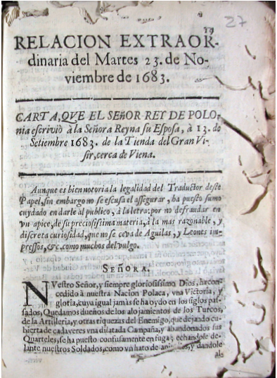 Portada de la carta del rey con nota sobre la traduccin (CBDRS0000936)