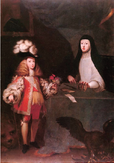 Carlos II y Mariana de Austria, obra de Sebasti�n Herrera Barnuevo (c. 1670). Colecci�n particular