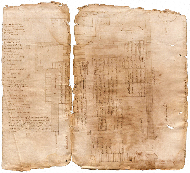 Planta de la iglesia de Alegia, por Francisco de Landa (1602)