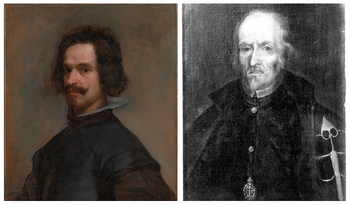 Comparaci�n entre las pinturas de Vel�zquez, Retrato de hombre (c. 1634, Metropolitan Museum, Nueva York) y Alfaro, Retrato de Calder�n (destruido en 1936; fotograf�a de la Fonoteca Patrimonio Hist�rico, Archivo Moreno, 40820B)