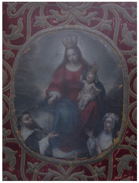 La Virgen entregando el rosario a Santo Domingo y Santa Rosa, Bernardo Lorente Germ�n, iglesia de Santo Domingo de Osuna. � Antonio Mor�n
