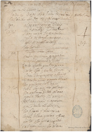 Primera p&aacute;gina del manuscrito de 
								A firma de labios, fuerza de brazos (All&aacute; dar&aacute;s rayo) BNE, Ms. 16833
							