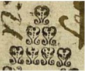 Adorno usado por Diego López de Haro (Miguel de Barrios,
Pedir favor al contrario, En Sevilla, en la imprenta castellana y latina de Diego López de Haro, en calle Génova,
c. siglo XVIII, Madrid, Biblioteca Histórica Municipal, Tea 1-57-17)