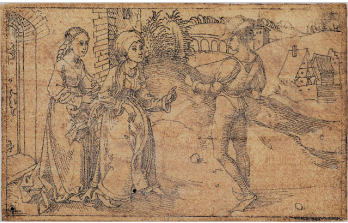 Pythias y Dorias hablan con Chremes (Eun. III.3). © Kunstmuseum Basel (Inv. Z.456)
						