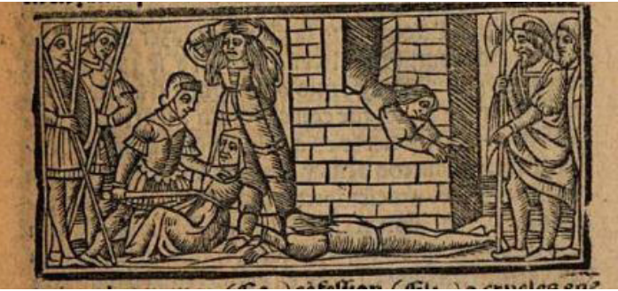 Asesinato de Celestina y salto de Pármeno (Sevilla, 1523; Venecia, 1534)