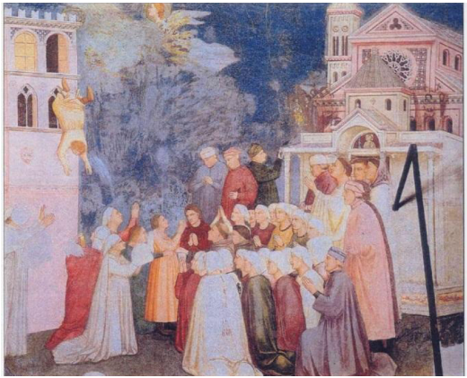 Giotto,
Milagro del hijo del notario romano. Basílica de San Francisco en Asís