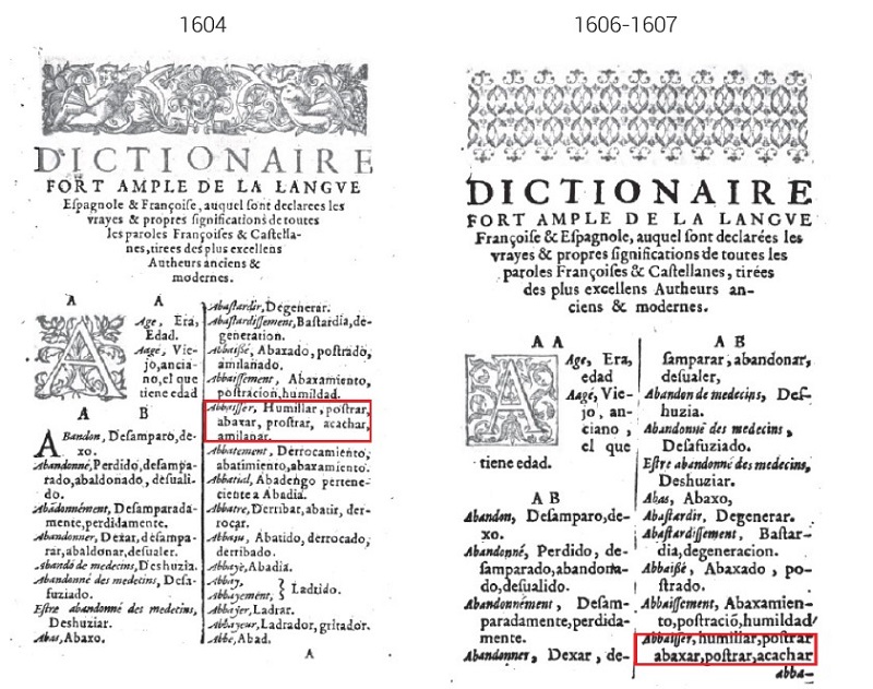 Diccionario de Palet en sus dos ediciones