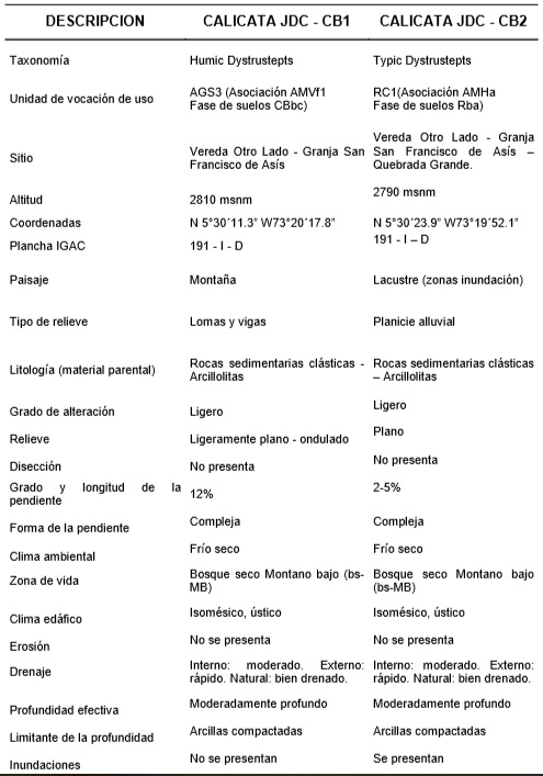 Taxonomía de los suelos
de la zona de estudio