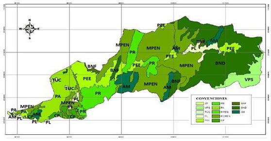 Mapa de usos del suelo en la cuenca del r&iacute;o Fr&iacute;o