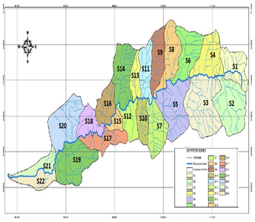 Mapa
de las subcuencas del r&iacute;o Fr&iacute;o