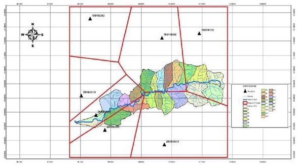 Pol&iacute;gonos de Thiessen de la cuenca del r&iacute;o Fr&iacute;o