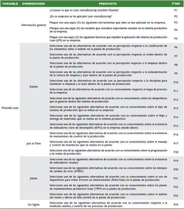 Estructura del instrumento