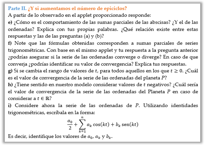 Figura 6. Tarea #3 – parte II, incisos del e al i de la situación de aprendizaje.