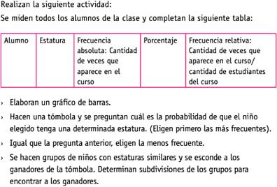 Actividad que hace uso de un lenguaje probabilista del programa vigente de 7&deg; b&aacute;sico.