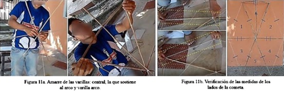 Figura 11. Armaz&oacute;n de la cometa y verificaci&oacute;n de sus medidas.