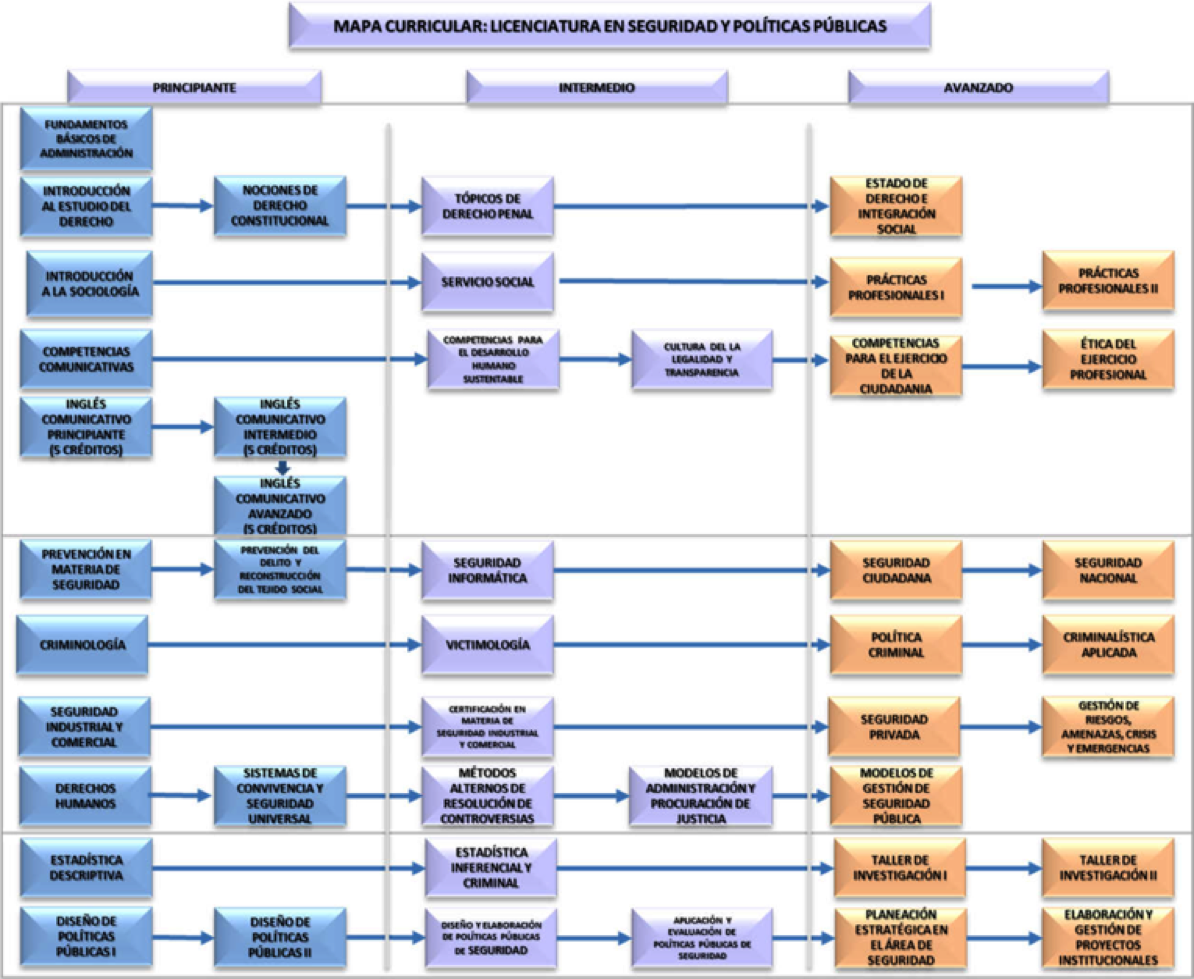 Mapa Curricular del programa de Seguridad y Polticas Pblicas de la UACJ