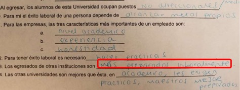 Ejemplo de respuestas recopiladas