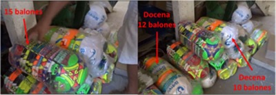 Paquetes de balones con 10, 12 y 15 piezas