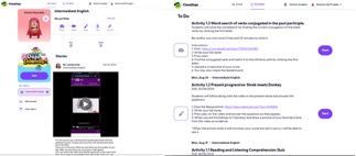 Pantalla de bienvenida y portafolio: actividades por entregar