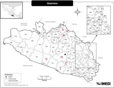 Municipios de Guerrero donde resid�a el estudiantado