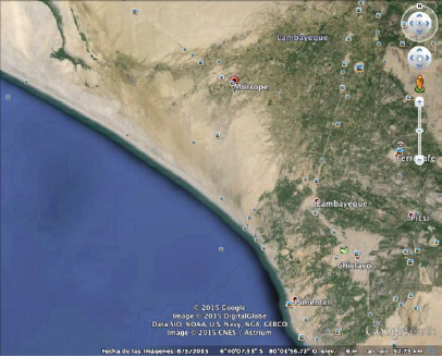 Vista satelital del distrito de Mórrope