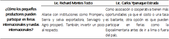 Participaci&oacute;n de peque&ntilde;os
productores en ferias y ruedas internacionales