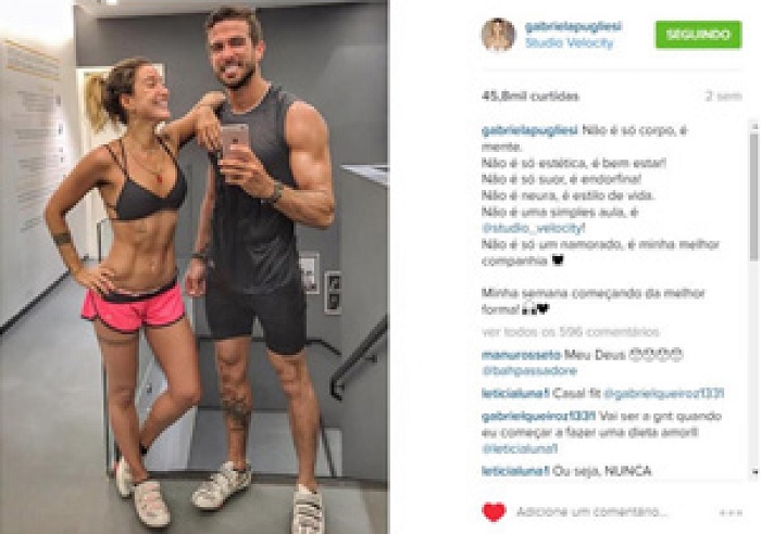 A musa fitness Gabriela Pugliesi e seu noivo Erasmo Viana 

 