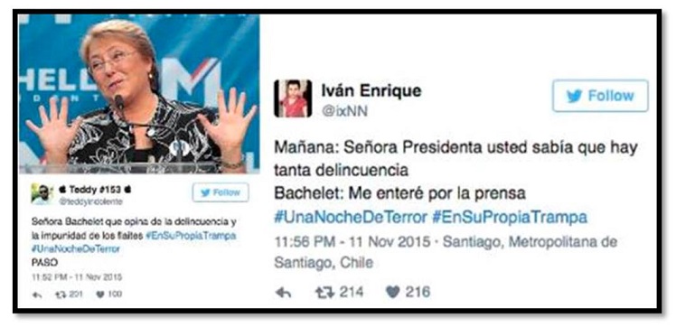 Capturas de Twitter en las que los ciudadanos muestran su falta de confianza en el gobierno chileno.
