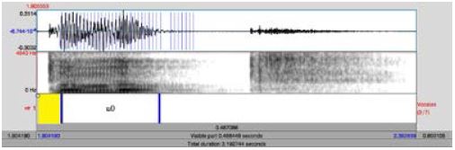 Porci&oacute;n voc&aacute;lica para obtener los valores de duraci&oacute;n
