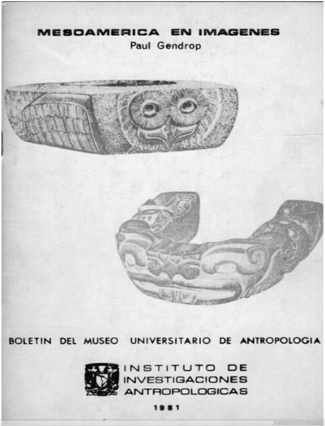 Portada del folleto de la ex posici&oacute;n &ldquo;Mesoam&eacute;rica en im&aacute;genes&rdquo; en el MUA (IIA 1981).