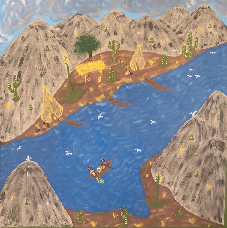 Elaborado por Mart�n Cecilio Rodr�guez Gonz�lez. Fotograf�a de X�chitl Zambrano, tomada en el Museo Comunitario Cucapah Juan Garc�a Aldama en El Mayor Cucap�, noviembre de 2019.