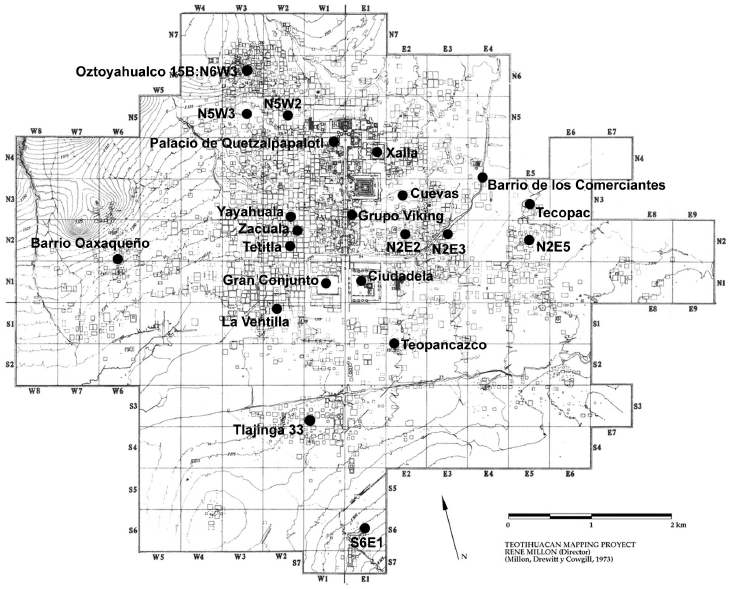 Procedencia de la mica arqueolgica analizada, procedente de Teotihuacan [Rosales 2004].
