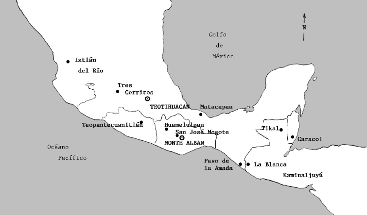 Algunos sitios mesoamericanos con evidencia de consumo de micas.