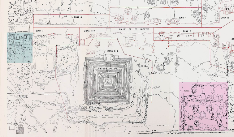 Ubicacin y relacin entre el Grupo Viking y el complejo Xalla. Basado en Bernal [1963], Lmina 1.